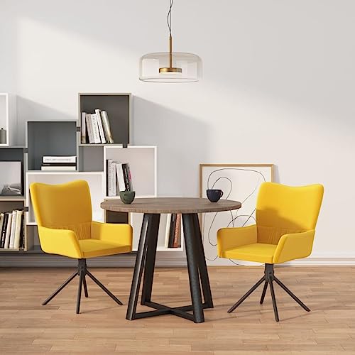 OHOOWOO Esszimmerstühle 2 STK. Drehbar Gelb Samt Möbel Küche von OHOOWOO