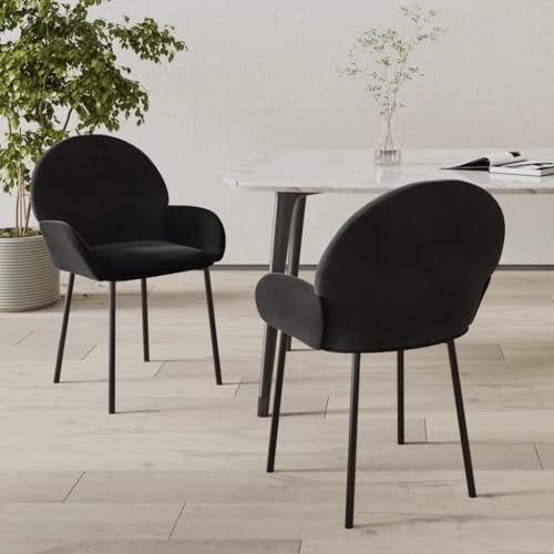 OHOOWOO Esszimmerstühle 2 STK. Schwarz Samt Möbel Küche von OHOOWOO