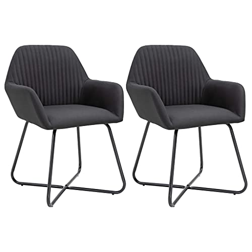OHOOWOO Esszimmerstühle 2 STK. Schwarz Stoff Möbel Küche von OHOOWOO
