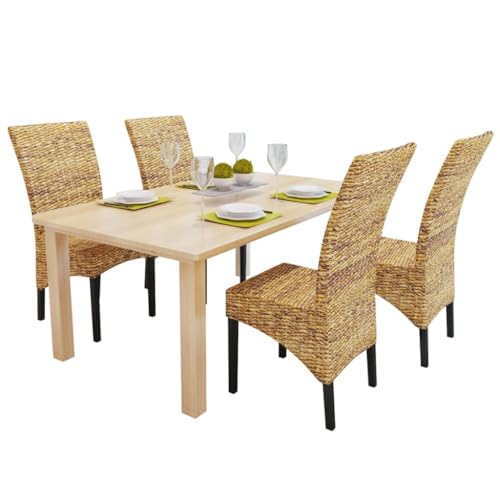 OHOOWOO Esszimmerstühle 4 STK. Abaca und Mango Massivholz Möbel Küche von OHOOWOO