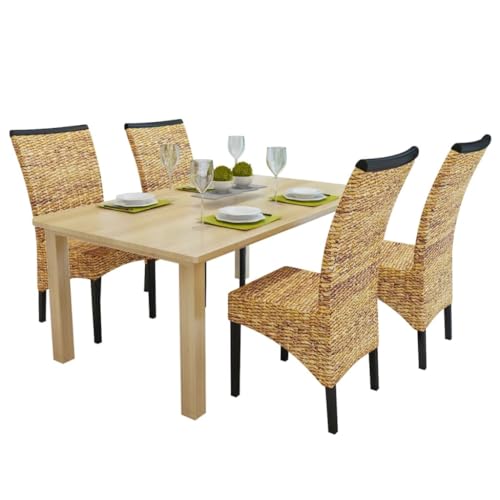 OHOOWOO Esszimmerstühle 4 STK. Abaca und Mango Massivholz Möbel Küche von OHOOWOO