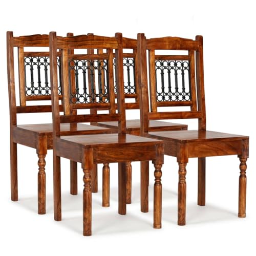 OHOOWOO Esszimmerstühle 4 STK. Massivholz mit Palisander-Finish Möbel Küche von OHOOWOO