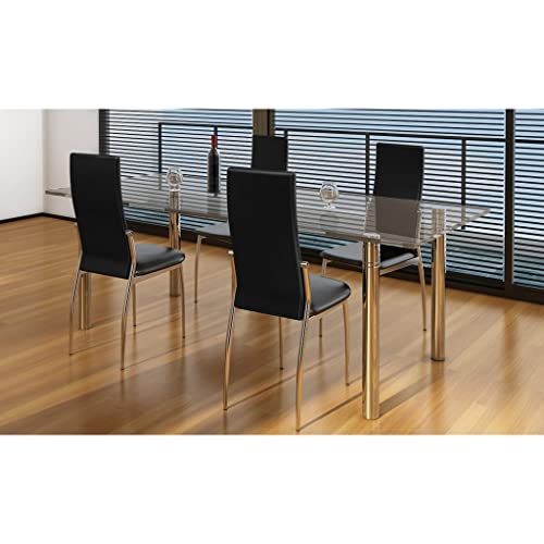 OHOOWOO Esszimmerstühle 4 STK. Schwarz Kunstleder Möbel Küche von OHOOWOO