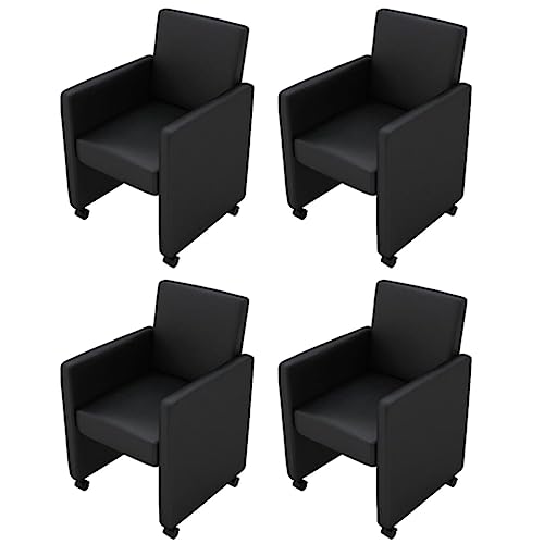OHOOWOO Esszimmerstühle 4 STK. Schwarz Kunstleder Möbel Küche von OHOOWOO