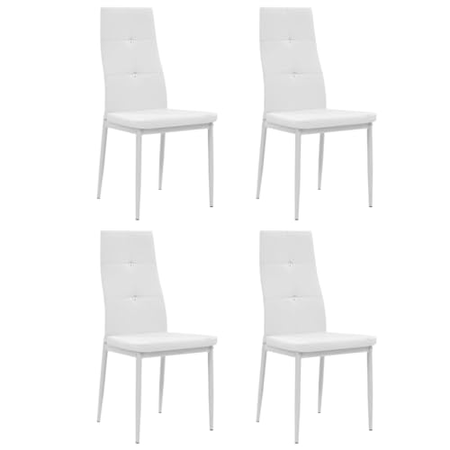 OHOOWOO Esszimmerstühle 4 STK. Weiß Kunstleder Möbel Küche von OHOOWOO