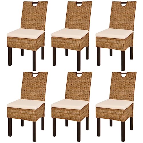 OHOOWOO Esszimmerstühle 6 STK. Kubu-Rattan Mangoholz Möbel Küche von OHOOWOO