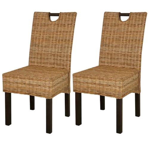 OHOOWOO Esszimmerstuhl 2 STK. Kubu-Rattan Mangoholz Möbel Küche von OHOOWOO