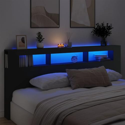 OHOOWOO LED-Kopfteil Schwarz 220x18 Kopf, Fußenden von OHOOWOO