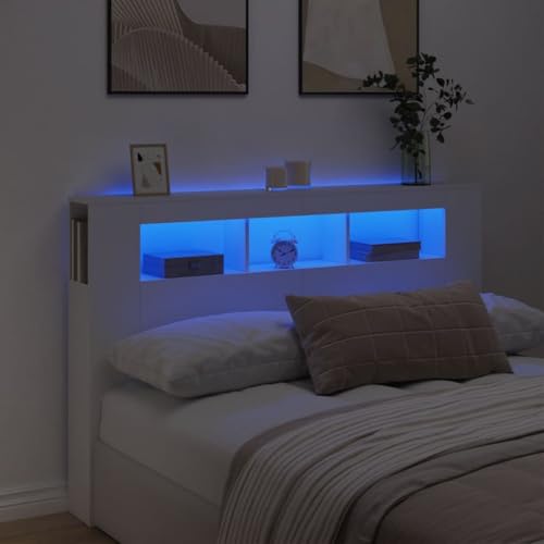 OHOOWOO LED-Kopfteil Weiß 160x18 Kopf, Fußenden von OHOOWOO