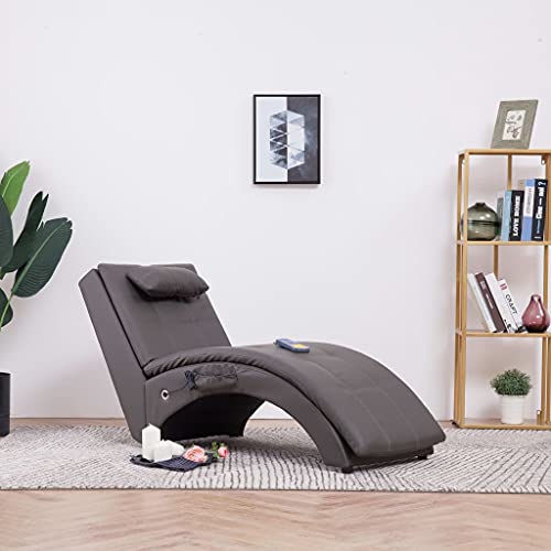 OHOOWOO Massage Chaiselongue mit Kissen Grau Kunstleder Chaiselongues von OHOOWOO