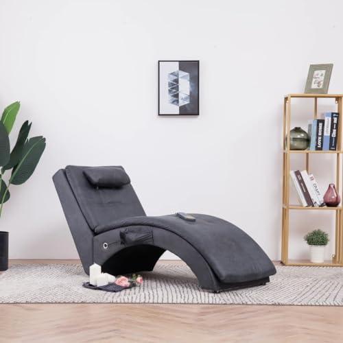 OHOOWOO Massage Chaiselongue mit Kissen Grau Wildleder-Optik Chaiselongues von OHOOWOO