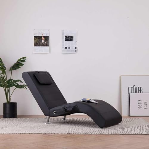 OHOOWOO Massage-Chaiselongue mit Kissen Schwarz Kunstleder Chaiselongues von OHOOWOO