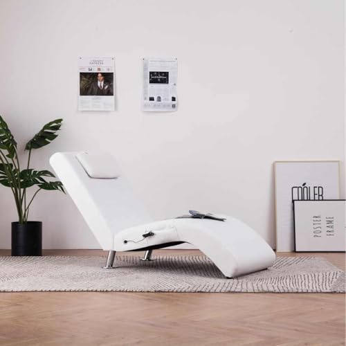 OHOOWOO Massage-Chaiselongue mit Kissen Weiß Kunstleder Chaiselongues von OHOOWOO