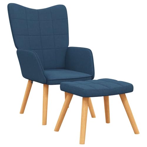 OHOOWOO Sessel mit Hocker Blau Stoff Wohnzimmer Sessel & Stühle von OHOOWOO