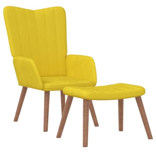 OHOOWOO Sessel mit Hocker Senfgelb Samt Wohnzimmer Sessel & Stühle OHOOWOO Sessel mit Hocker Senfgelb Samt Wohnzimmer Sessel & Stühle von OHOOWOO