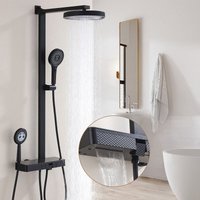 Duschsystem mit Thermostat, 400 mm Glasablage mit Kind Handbrause, Regendusche mit Armatur, 4-in-1 Duscharmatur Set, Elternhandbrause und Auslauf – von OHPA