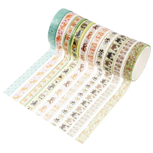 OHPHCALL 10 Rollen Teiliges Dünnes Washi Tape Set mit Glänzender Goldfolie Dekoratives Klebeband für DIY Basteln Scrapbooking und Planer Vielseitige Muster für Kreative Gestaltung von OHPHCALL