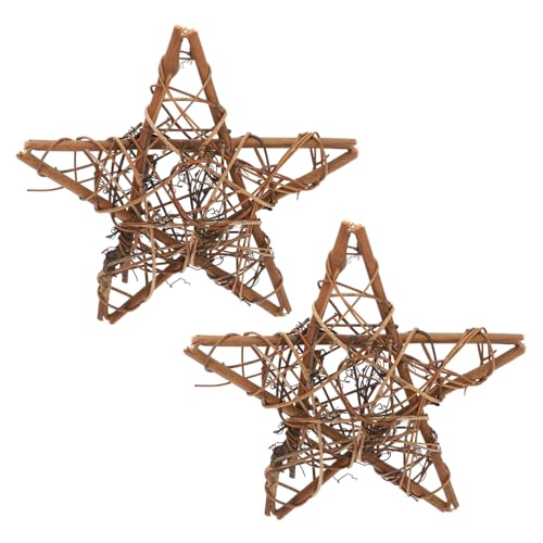 OHPHCALL 2 Stück Rattan Wreath Hoops DIY Fünfzackiger Stern Kranz aus Natur Rattan für Weihnachtsdekoration und Bastelprojekte von OHPHCALL