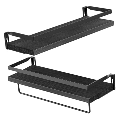 OHPHCALL 2 Stück Schwarzes Wandregal aus Holz mit Metallrahmen Schwebende Aufbewahrung für Küche Bad Wohnzimmer Robustes Modernes Design rutschfeste Ablagefläche Platzsparend und Dekorativ OHPHCALL 2 Stück Schwarzes Wandregal aus Holz mit Metallrahmen Schwebende Aufbewahrung für Küche Bad Wohnzimmer Robustes Modernes Design rutschfeste Ablagefläche Platzsparend und Dekorativ von OHPHCALL