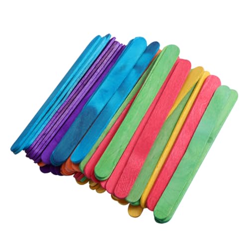 OHPHCALL 200 Stück Bunte Holzstäbchen Glatte DIY Eisstiele aus Holz Langlebige Bastelstäbe für Eisformen Kinderfreundlich Wiederverwendbar für Sommerpartys und Modellbau von OHPHCALL