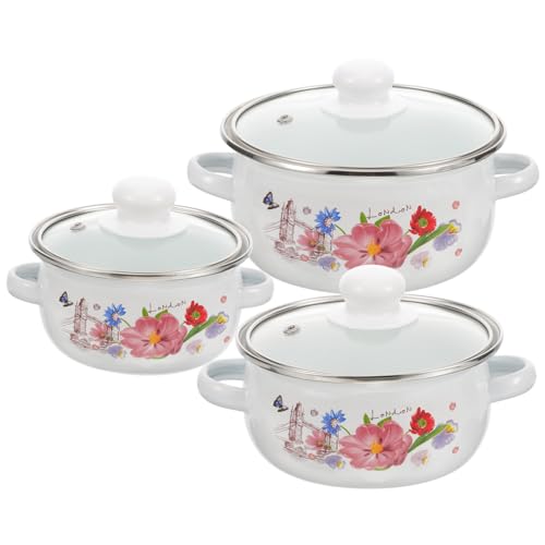 OHPHCALL 3 Stück Teiliges Emaille Kochgeschirr Retro Suppentopf mit Deckel Flacher Boden Vielseitig Einsetzbar für Suppen Reis und Eintöpfe Geeignet für Induktions und Gasherde Zufällige OHPHCALL 3 Stück Teiliges Emaille Kochgeschirr Retro Suppentopf mit Deckel Flacher Boden Vielseitig Einsetzbar für Suppen Reis und Eintöpfe Geeignet für Induktions und Gasherde Zufällige von OHPHCALL
