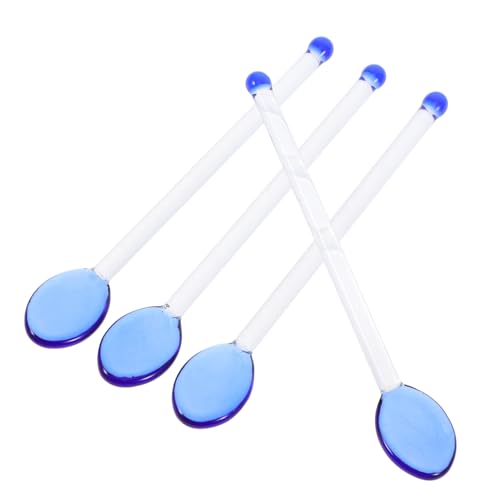 OHPHCALL 4 Stück Long Handle Glass Spoon Hitzebeständige Glasrührlöffel für Kaffee Tee und Desserts für Zuhause und Cafés von OHPHCALL