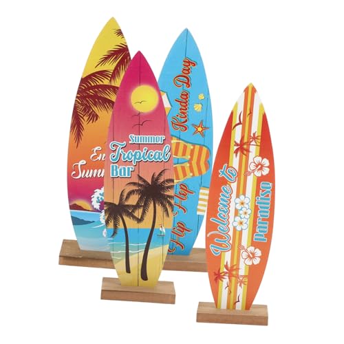 OHPHCALL 4stücke Surfbrett Holz Deko Modell Miniatur Für Tisch Zimmer Schmuck Meeresthema Ornament Ornament Stranddeko von OHPHCALL