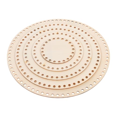 OHPHCALL 5 Stück Teiliges Runder Holz Korbböden für Cross Stitch DIY Basteln Stabile Holz Basis zum Häkeln für Handgemachte Körbe und Kreative Geschenkideen von OHPHCALL