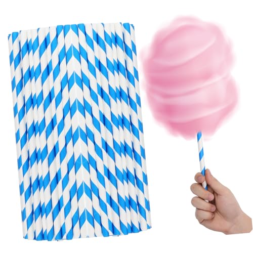 OHPHCALL 50 Stück Gestreifte Papierstäbchen Für Zuckerwattestäbchen Herstellung Vielseitig Einsetzbar Kindergeburtstag Hochzeit Party Zubehör von OHPHCALL