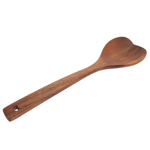 OHPHCALL Akazienholzlöffel Küchenlöffel Rührlöffel Servierlöffel Utensil Langer Kochlöffel Valentinstagslöffel Multifunktionaler Rührlöffel Herzlöffel Großer Schlitzlöffel von OHPHCALL