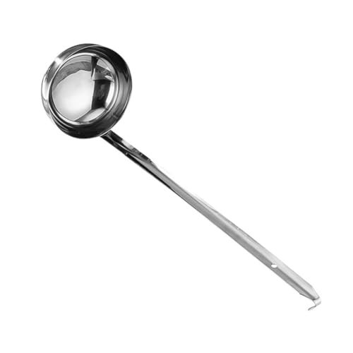 OHPHCALL Edelstahl Löffel mit Langem Griff und Haken Küchen ounceschöpfer Rostfrei Langlebig für Restaurant und Haushalt Praktische Aufbewahrung von OHPHCALL