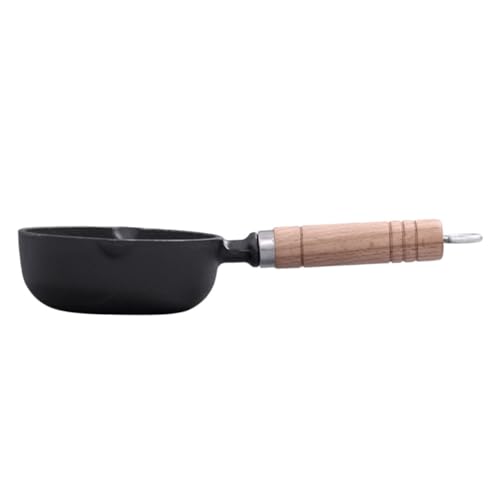 OHPHCALL Gusseiserner Mini öltopf mit Holzgriff Kompakter Butter Schmelztopf Platzsparend für Küche Schnelle Hitzeleitung Vielseitig für Butter Eier und Saucen von OHPHCALL