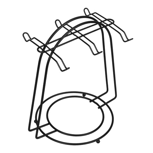 OHPHCALL Metall Tassenhalter mit Haken Schwarzer Becherständer mit Stabilem Rundem Sockel Platzsparendes Design für Tassen und Untertassen für Küchenarbeitsplatten und Esszimmer von OHPHCALL
