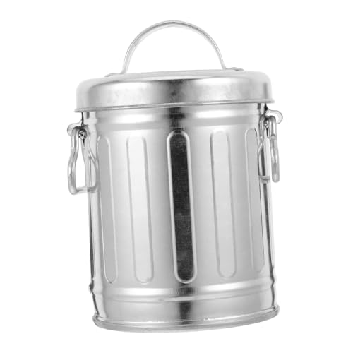OHPHCALL Mini Mülleimer mit Deckel aus Galvanisiertem Vintage Tischabfalleimer für und Außenbereich als Aschenbecher oder Stifthalter Langlebig und Leicht zu Reinigen von OHPHCALL