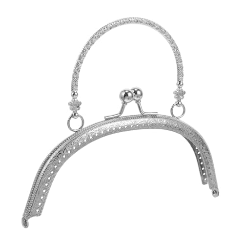 OHPHCALL Retro Metall Handtaschenverschluss Halbkreis Geprägter Griff DIY Handtaschenrahmen für Geldbörsen und Clutch Leicht Einfach zu Montieren Silberfarben Vintage Stil für von OHPHCALL