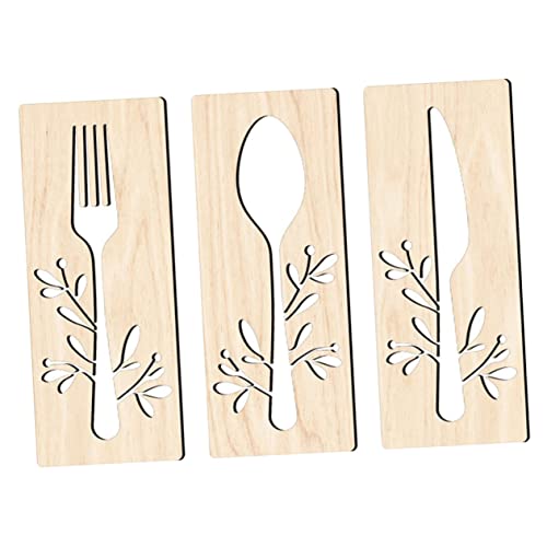 OHPHCALL Rustikale Holz wanddeko aus Hochwertigem Basswood Holz wandkunst Küchenwanddeko mit Löffel gabel motiv Dekoratives Wandzeichen für Esszimmer und Restaurant von OHPHCALL