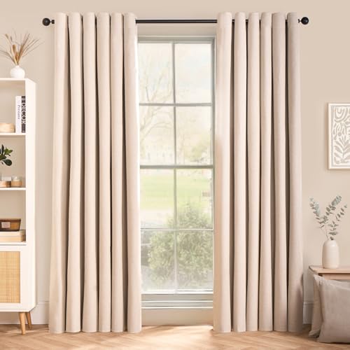 OHS Beige Ösenvorhänge gewebte Textur, dekorativer gefütterter Vorhang für Sommer Winter Verdunkelung Lange Vorhänge für Wohnzimmer Schlafzimmer weich modern 66x90 OHS Beige Ösenvorhänge gewebte Textur, dekorativer gefütterter Vorhang für Sommer Winter Verdunkelung Lange Vorhänge für Wohnzimmer Schlafzimmer weich modern 66x90 von OHS