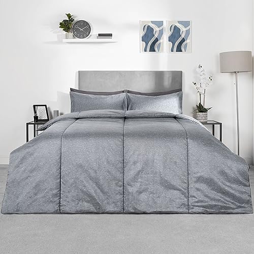 OHS Coverless Duvet Double 10.5 Tog, Washable Duvet Coverless Summer Camping Duvet Bedding Quilt Double Coverless Duvet with Pillowcases, Grey von OHS