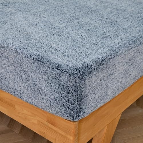 OHS Fitted Bed Sheets Double Navy Blue, Teddy Marl Double Bed Sheets Fitted Easy Care Ultra Soft Fade Resistant, Double Bed Sheet Bedding Linen von OHS