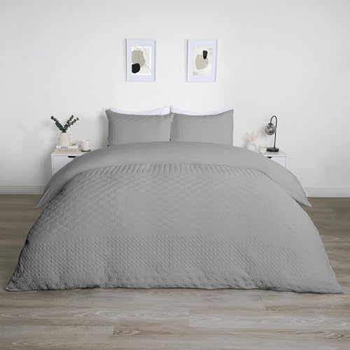 OHS Graues Bettwäsche-Set für Doppelbett, Tribal Pinsonic, dekorativ, geprägt, Moderne Bettwäsche, luxuriös, ultraweich, Bettbezug, Doppelbett mit Kissenbezügen, Grau von OHS