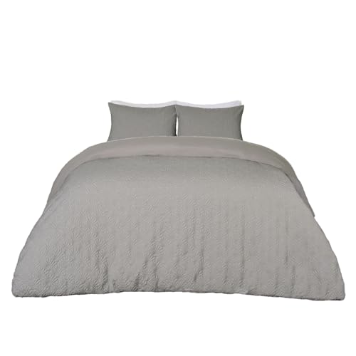 OHS Graues Super-Kingsize-Bettbezug, geometrisch, ultraweich, mit Kissenbezügen, dekorativ, geprägt, modernes Bettwäsche-Set, luxuriöses Bettwäsche-Set von OHS