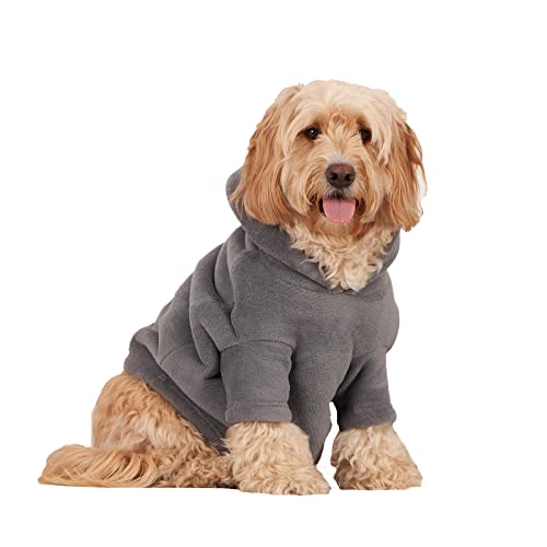 OHS Hunde-Kapuzenpullover aus Fleece, Sherpa-Futter, wendbar, weich, gemütlich, pflegeleicht, Größe M, Anthrazitgrau von OHS