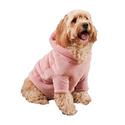 OHS Hunde-Kapuzenpullover aus Fleece, mit Sherpa-Futter, wendbar, weich, gemütlich, pflegeleicht, Größe L, Rosa von OHS