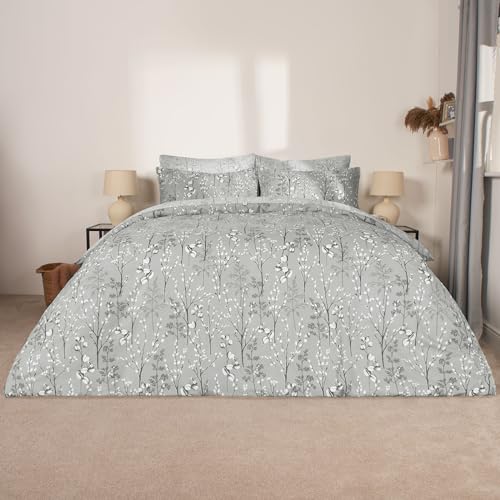 OHS Kingsize Duvet Cover Sets Willow Branch, Bedding Quilt Cover Bed Set Ultra Soft Luxury King Size Duvet Cover Easy Care Covers with Pillowcases, Grey von OHS