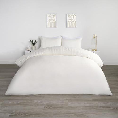 OHS Pinsonic Bettwäsche-Set für Doppelbett, Motiv: Bögen, Luxus-Bettbezug, ultraweich, dekorativ, gesteppt, Doppelbett mit Kissenbezügen, cremefarben von OHS