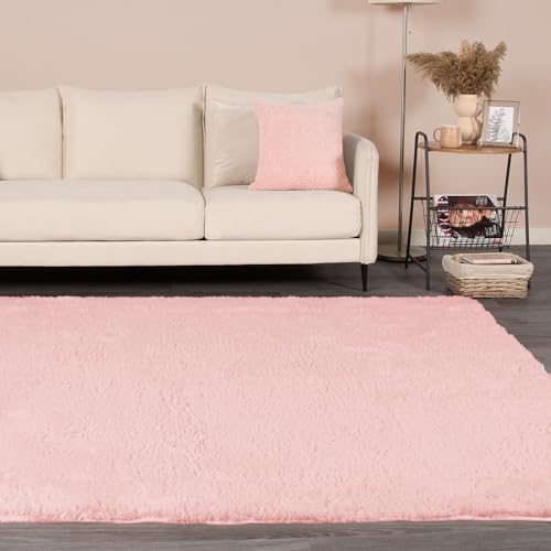 OHS Rosa Teppich für Schlafzimmer, Shaggy Gemütlich, Teppichläufer, Dickflorteppich, Rutschfester, weicher, Flauschiger Teppich für Wohnzimmer, Inneneinrichtung, Heimdekoration, 80 cm x 150 cm von OHS