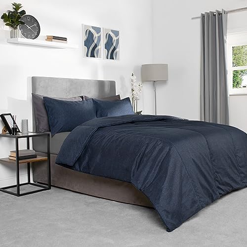 OHS Coverless Duvet Single Bedding Set with Pillowcase, Summer Duvet Camping Quilt Single Coverless Duvet Blue Navy Quilted Bedding Microfiber, 10.5 Tog Soft Touch von OHS