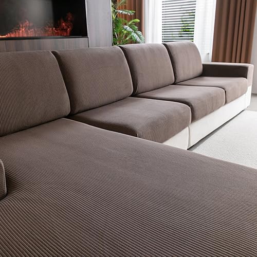 OHSIO Stretch Sofa Sitzkissenbezug - Rutschfester Sofa Überzug, Waschbarer Sofabezug, Universeller Couch Überzug, Strapazierfähig & pflegeleicht(Braun, 1x Sitzbezug S) von OHSIO