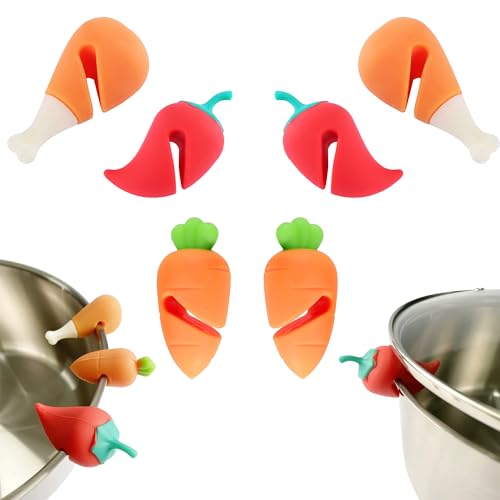 OHYER 6 Stück Kochlöffelhalter Löffelablage Deckelheber Küche Topfdeckelhalter Silicone Hand Topfdeckelheber Hand Kochlöffelhalter Finger Spoon Holder Löffelhalter und Deckelheber Herdlöffelhalter (6) von OHYER