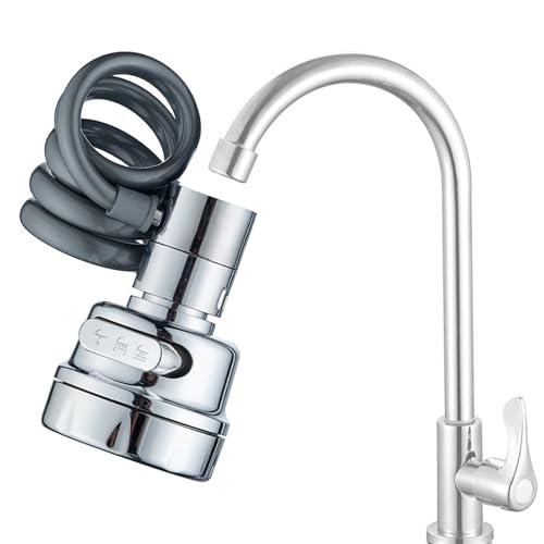 OHYER wasserhahn verlängerung wasserhahn aufsatz schwenkbar wasserhahn sieb Wassersparer für Wasserhahn Brause strahlregler wasserhahn adapter 360° schwenkbar Booster dehnbar (Drei-Gang-Einstellung) von OHYER